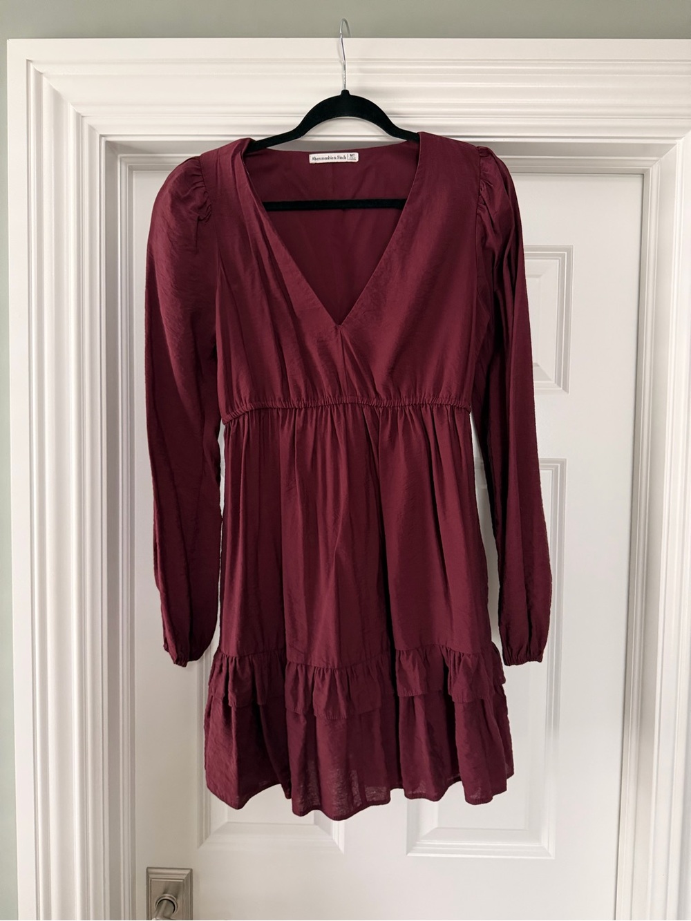 Abercrombie & Fitch Burgundy Long-Sleeve Mini Dress